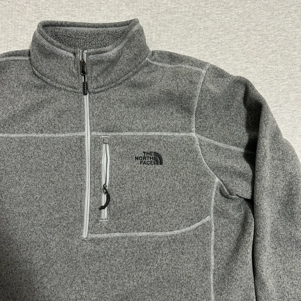 The North Face Gordon Lyons 1/4 Zip Fleece Pullover Heather‎ Grey Mens Size XL